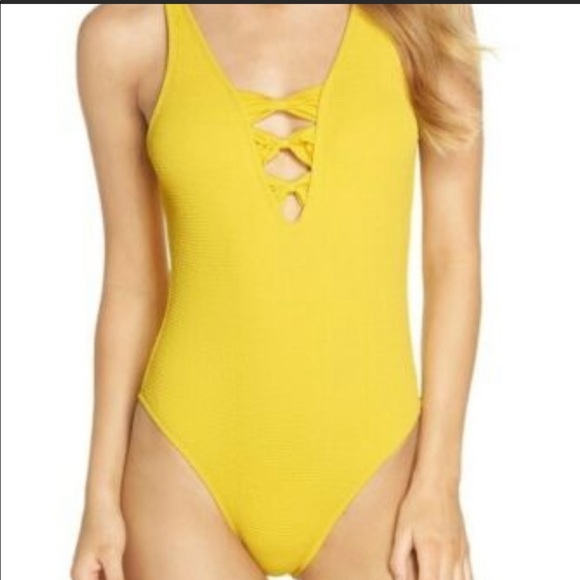 Leith Other - LEITH Malibu One-Piece Swimsuit Bathing Suit Size Small Yellow Summer Fun